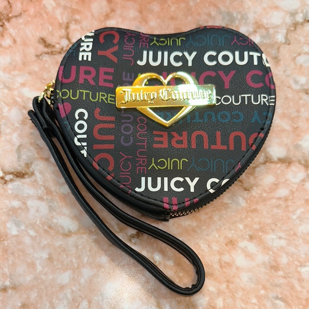 Juicy Couture Black Multicolor Heart Wristlet